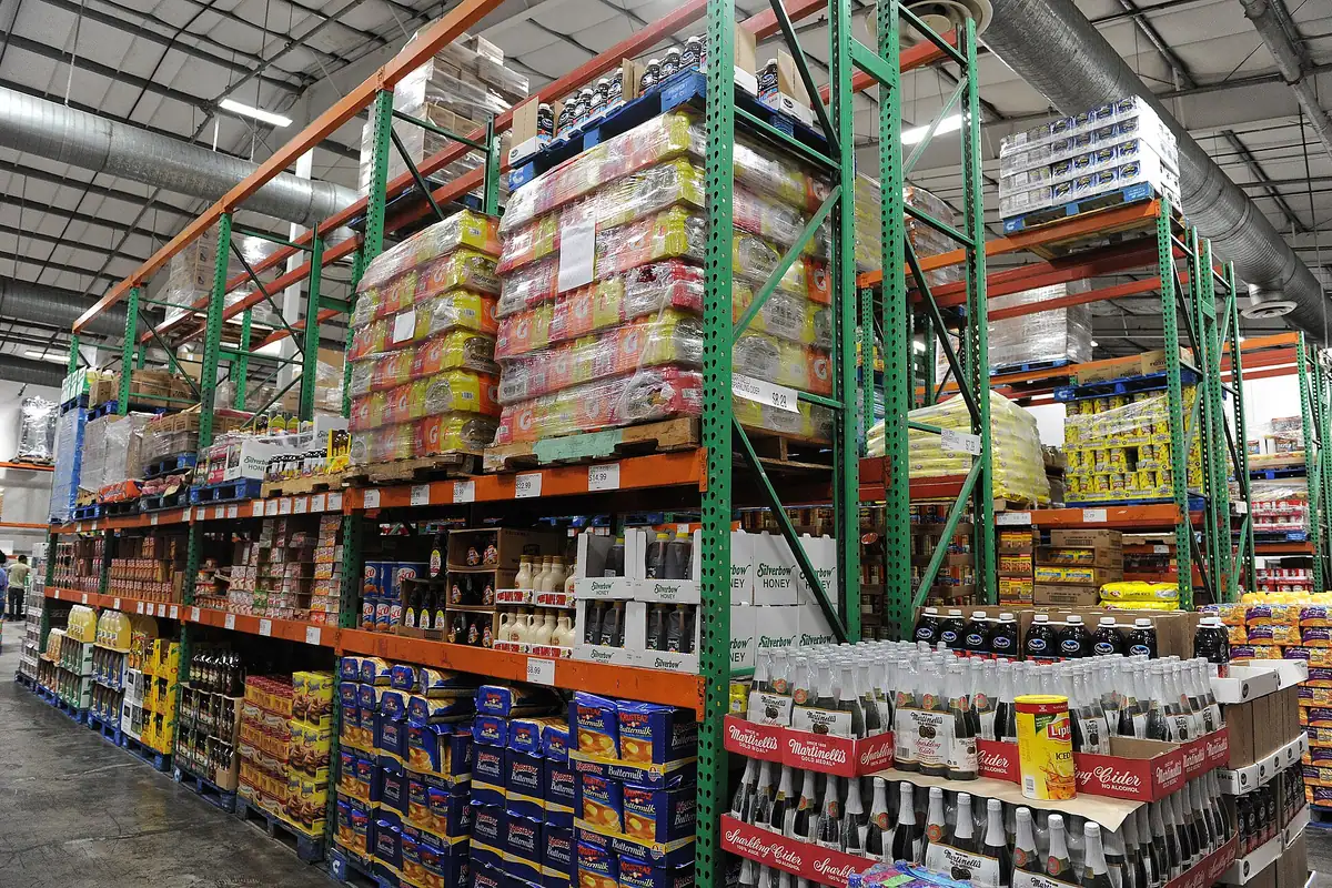 Warehouse racking with packed hardware cartons